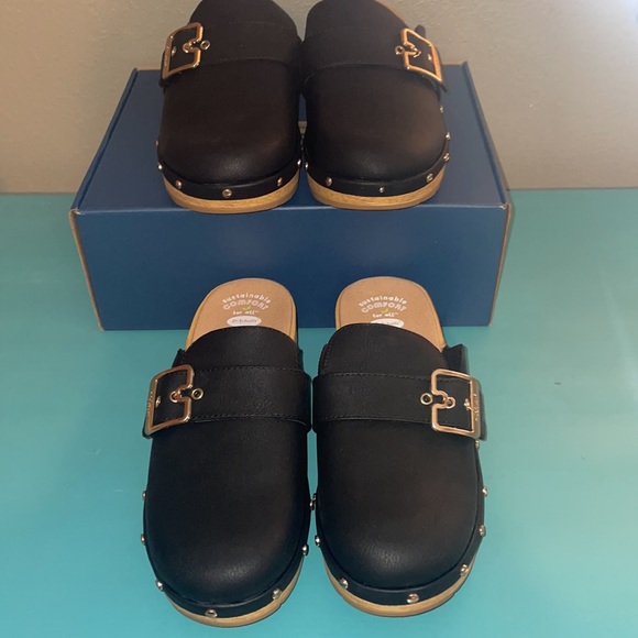 🍉 NWT Dr. Scholls Sustainable Comfort Black Buckle Clogs Size 7.5 In Women’s - Picture 4 of 5